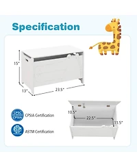 Kids Toy Box with Safety Hinge for Secure Storage and Easy Access to Toys