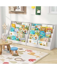 5 Tier Kids Bookshelf with Anti-Tipping Device Kids-friendly Height for Bedroom