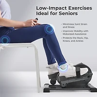 Sunny Health & Fitness Smart Motorized Mini Elliptical Trainer, Indoor Under-Desk Pedal Exerciser with Free SunnyFit App via Bluetooth