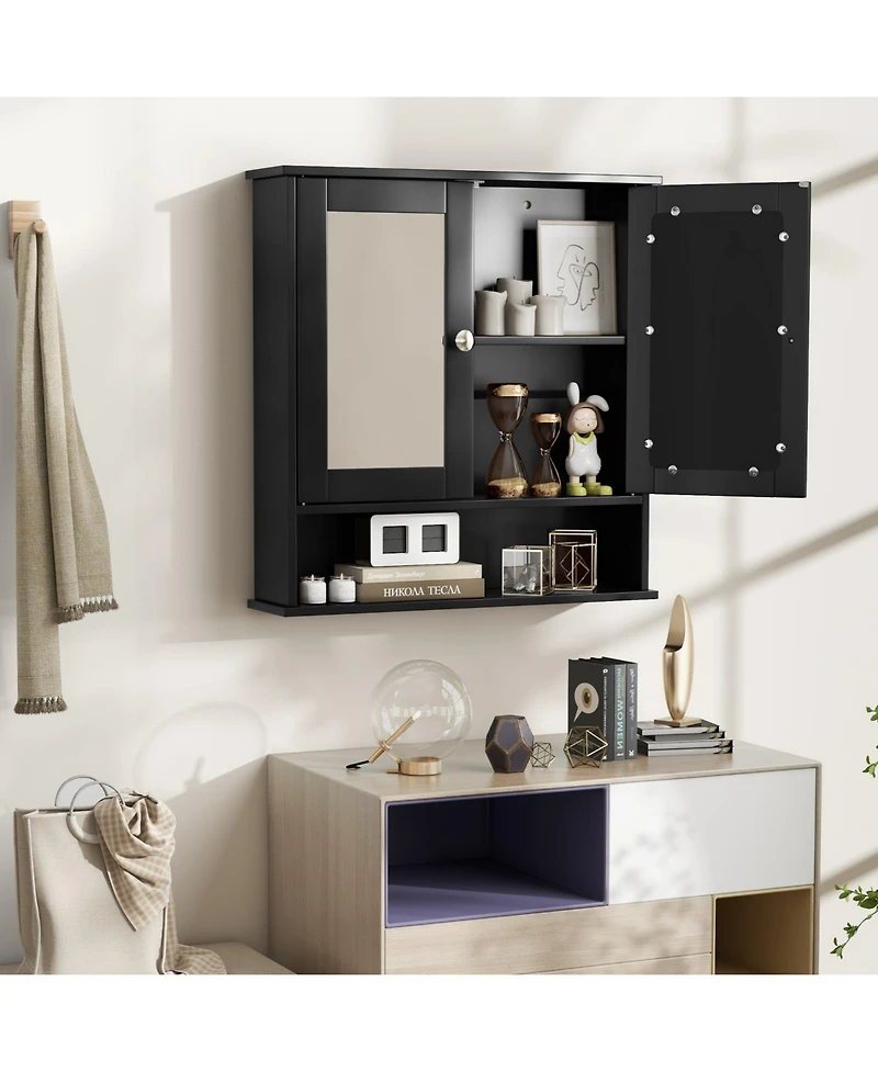 Bathroom Wall-Mount Mirror Cabinet Organizer for Stylish Storage and Space-Saving Solutions