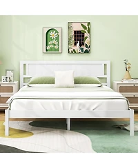 Wood Bed Frame with Headboard and Sturdy Wooden Slat Support for Mattress