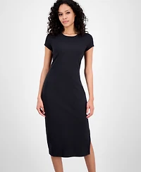 Boss Orange Women's Ribbed Side-Slit Open-Back Jersey Dress