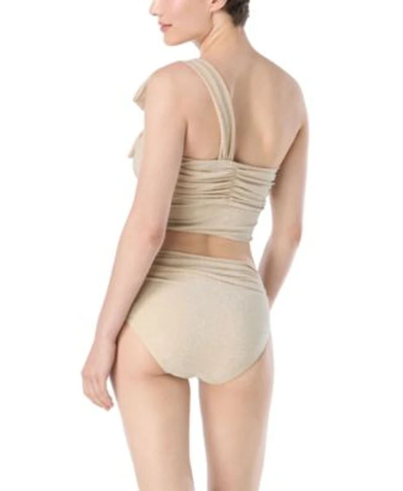Carmen Marc Valvo Womens One Shoulder Swim Top Bikini Bottoms