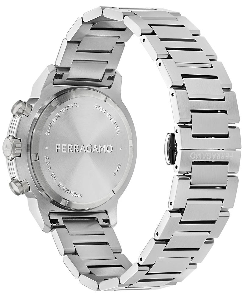 Ferragamo Men's Swiss Chronograph Sport Stainless Steel Bracelet Watch 44mm