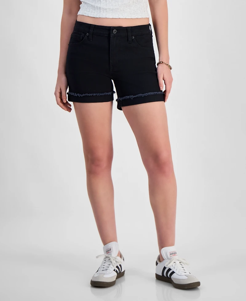 Celebrity Pink Juniors Mid Rise Frayed Cuff Shorts