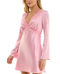 B Darlin Juniors' Satin Lace-Trim V-Neck Dress