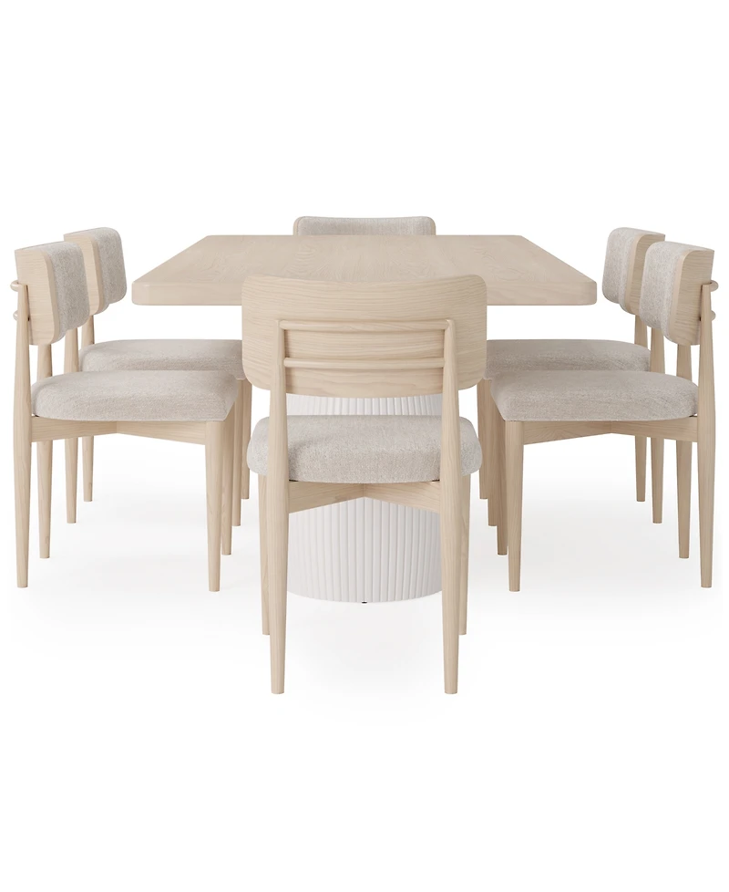 Lunare 7-Pc. Dining Set (Rectangular Table & 6 Curved Chairs)