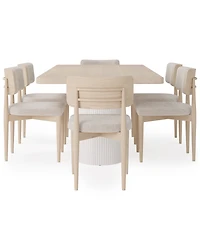 Lunare 7-Pc. Dining Set (Rectangular Table & 6 Curved Chairs)