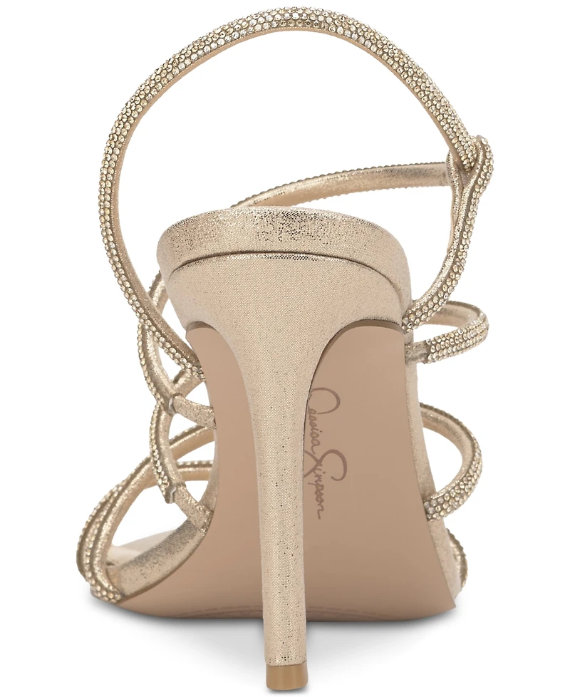 Jessica Simpson Women's Vioreena Strappy Rhinestone Stiletto Dress Sandals