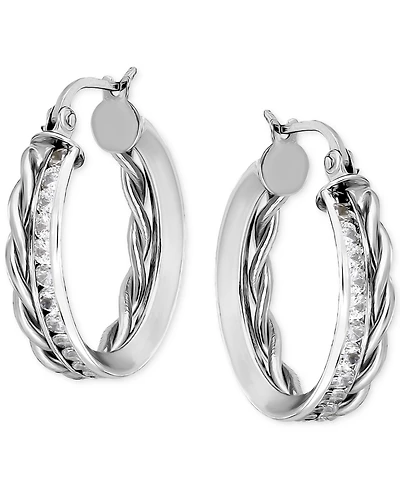 Giani Bernini Cubic Zirconia Channel-Set Hoop Earrings (3-1/4 ct. t.w.) 18k Gold over Sterling Silver
