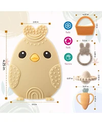 Sperric Toddler Easter Teether Set, Bunny, Carrot, Chicken, Rattle Egg & Basket Teething Toys Cute Teethers Gift Set