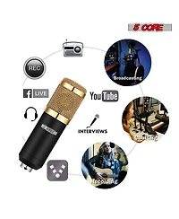 5 Core Recording Microphone Podcast Bundle • Professional Condenser Cardioid Mic Kit • w Boom Arm Rm 8 Bg