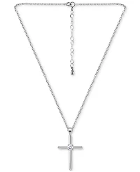 Giani Bernini Cubic Zirconia Cross Pendant Necklace (3/8 ct. t.w.) in Sterling Silver, 16" + 2" extender