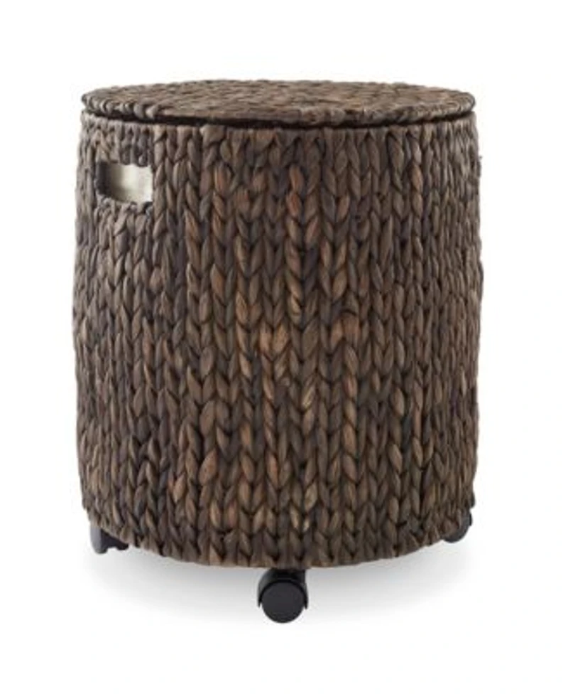 Casafield Rolling Storage Basket Natural Handwoven Hyacinth Rolling Hamper With Lid Storage Bin On Wheels For Living Room Bathroom Laundry