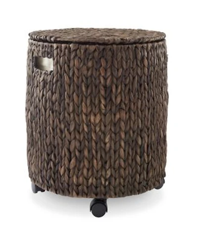 Casafield Rolling Storage Basket Natural Handwoven Hyacinth Rolling Hamper With Lid Storage Bin On Wheels For Living Room Bathroom Laundry