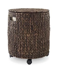 Casafield Rolling Storage Basket Natural Handwoven Hyacinth Rolling Hamper With Lid Storage Bin On Wheels For Living Room Bathroom Laundry