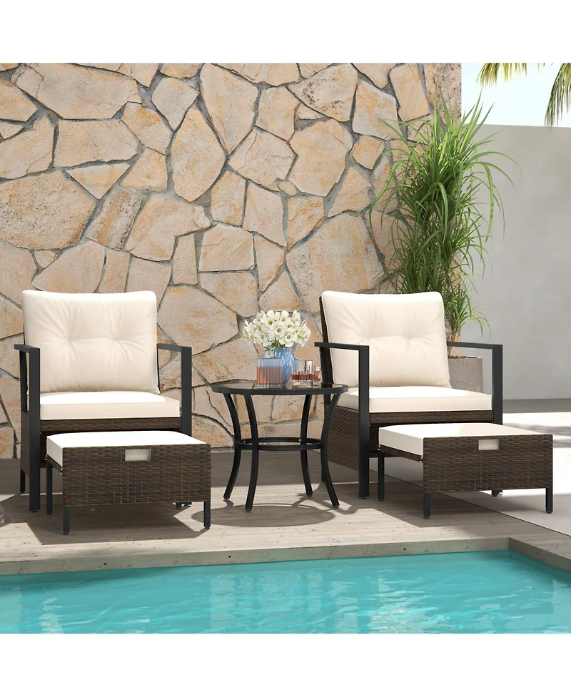 4 Piece Outdoor Furniture Set with Glass Topped Coffee Table