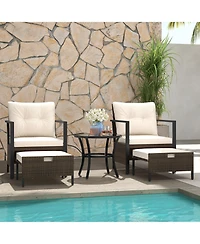 4 Piece Outdoor Furniture Set with Glass Topped Coffee Table