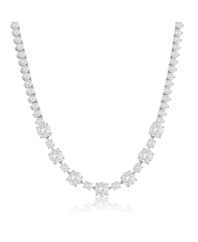 Sterling Silver, Alternating Round Cz Tennis Necklace