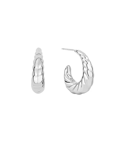 And Now This Silver and Gold Twisted Puff J Hoop Earrings