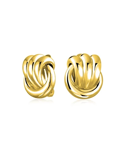 Bling Jewelry Fashion Rope Cable Love Knot Clip-On Earrings Silver Gold Tone Plated For Non-Pierced Ears