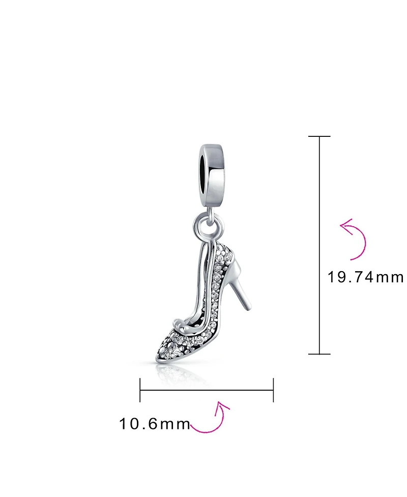 Bling Jewelry Fashionista Crystal High Heel Stiletto Dangle Charm Bead European Bracelet