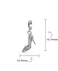 Bling Jewelry Fashionista Crystal High Heel Stiletto Dangle Charm Bead European Bracelet