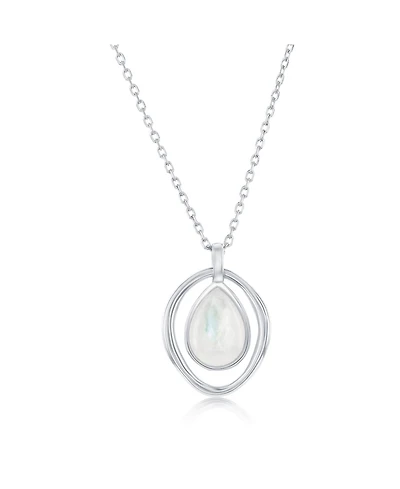 Sterling Silver, Pearshaped Mop, Oval Necklace