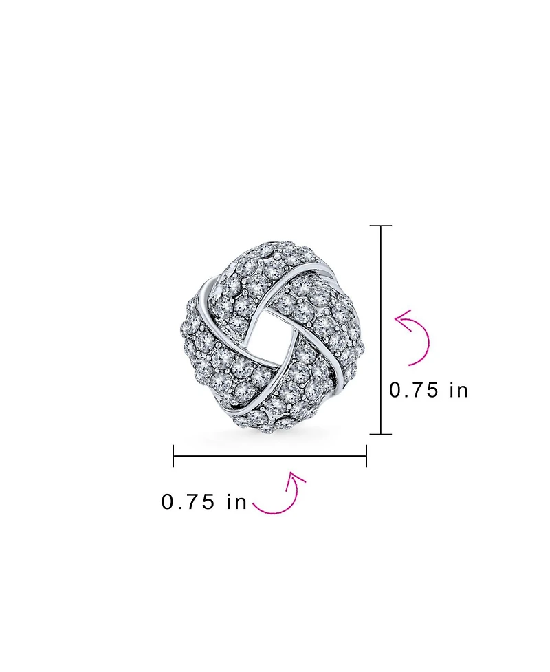 Bling Jewelry Twist Braided Crystal Love Knot Clip-On Earrings Non-Pierced Ears