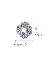 Bling Jewelry Twist Braided Crystal Love Knot Clip-On Earrings Non-Pierced Ears