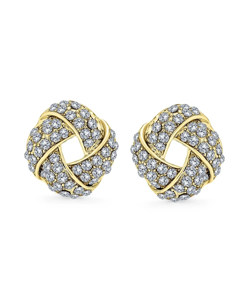 Bling Jewelry Twist Braided Crystal Love Knot Clip-On Earrings Non-Pierced Ears