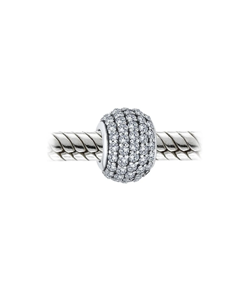 Bling Jewelry Sparkling Dome Crystal Bead Charm Spacer Sterling Silver European Bracelet