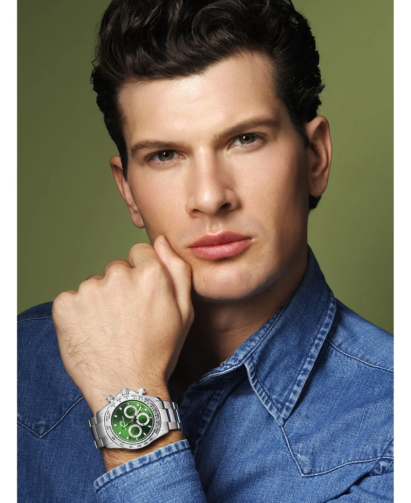 Preston Stainless Steel Silver Tone & Green Men's Watch 1035APRS