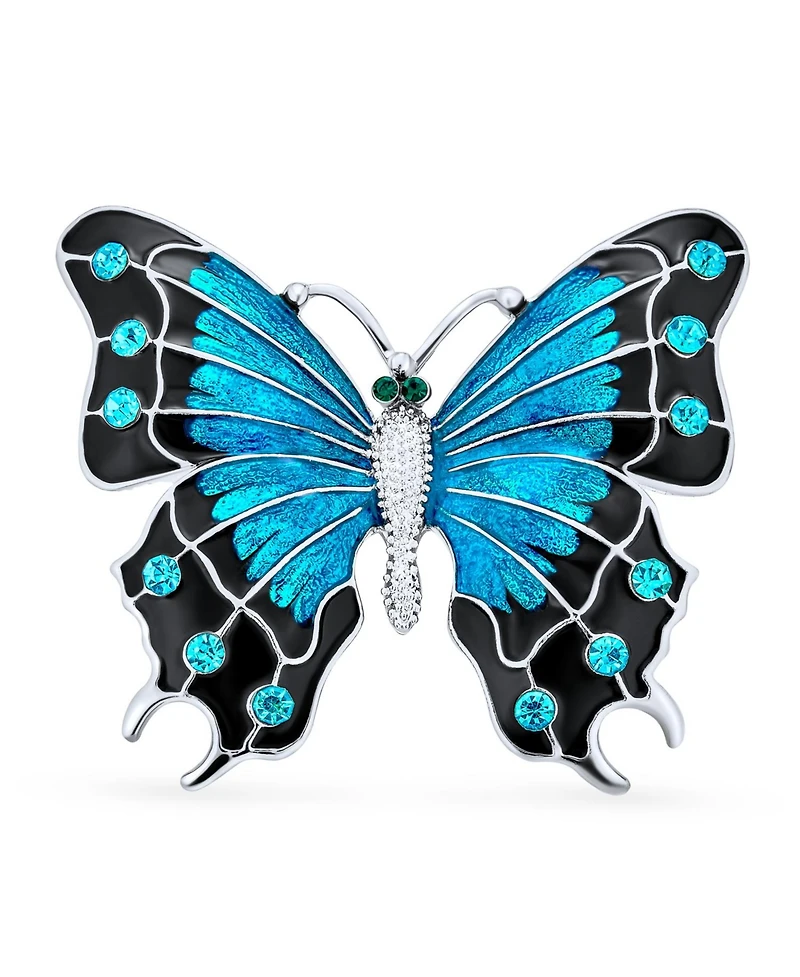 Bling Jewelry Large Multi Color Butterfly Brooch Pin Crystal Accent Enamel Gold Plated