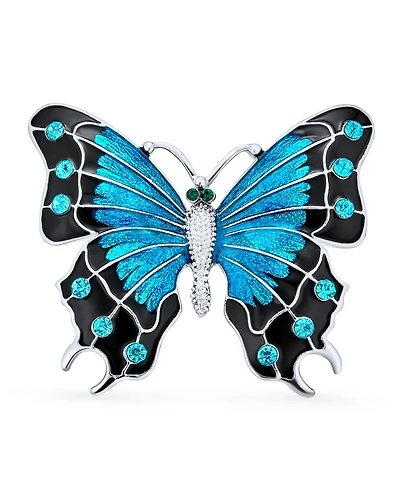 Bling Jewelry Large Multi Color Butterfly Brooch Pin Crystal Accent Enamel Gold Plated