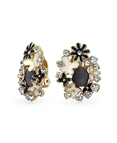 Bling Jewelry Green Pink Black Multi Color Button Style Clip-On Earrings Non-Pierced Ears