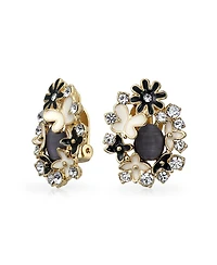 Bling Jewelry Green Pink Black Multi Color Button Style Clip-On Earrings Non-Pierced Ears