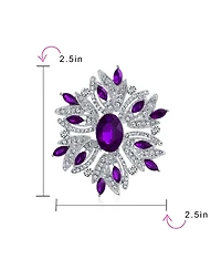 Bling Jewelry Crystal Flower Art Deco Brooch Pin Scarves