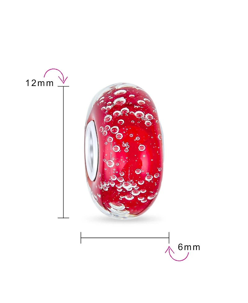 Bling Jewelry Murano Glass Charm Bead Sterling Silver Core Green Pink Blue Aqua Red Ocean Spacer