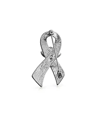 Bling Jewelry Guardian Angel Cancer Awareness Ribbon Brooch Pin - Crystal Enamel Support Symbol