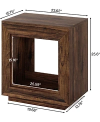 Tribesigns Rustic Wood End Table, 2 Tiered Square Side Table with Storage Shelf (2, Wood)
