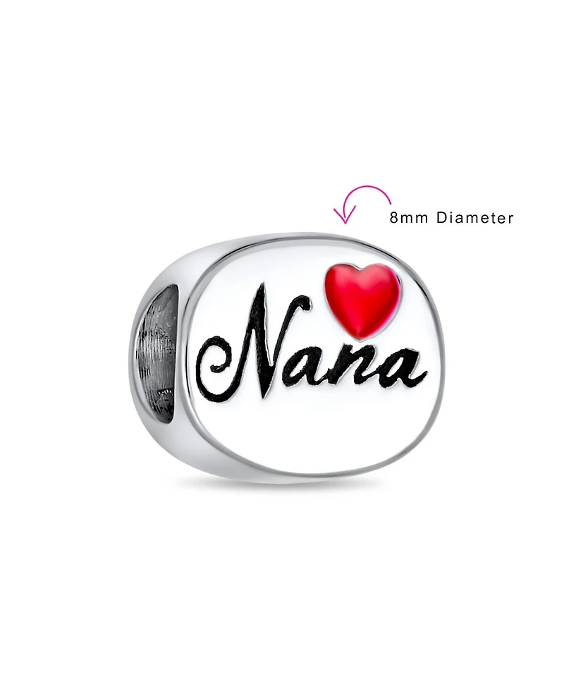 Bling Jewelry Nana Grandma Red Heart Charm Bead Sterling Silver European Bracelet