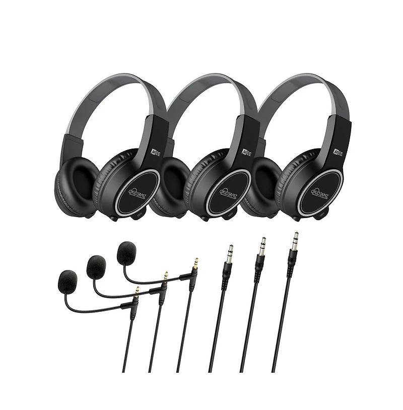 Mee audio KidJamz KJ35 (3 Pack) 3.5mm Kid's Headphones w/ Boom Microphone