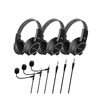 Mee audio KidJamz KJ35 (3 Pack) 3.5mm Kid's Headphones w/ Boom Microphone