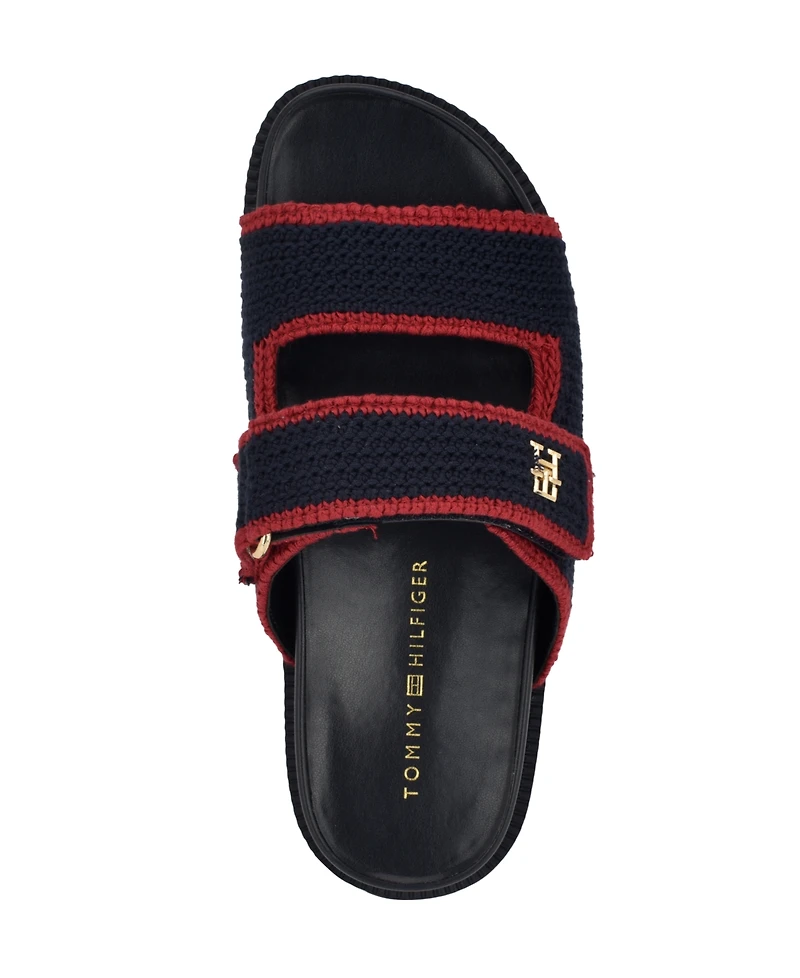 Tommy Hilfiger Women's Landyn Crochet Double Band Flat Sandals