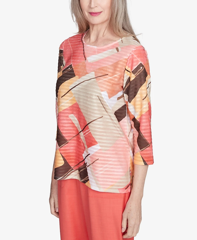 Alfred Dunner Women's Catalina Island Colorful Patchwork Top