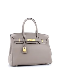 Pre-Owned HERMES Birkin 30 Handbag Grey Togo with Gold Hardware