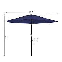 10 Ft Patio Umbrella with Solar Lights 3-Tier Outdoor Table Market Pool Umbrellas for Patio, Red