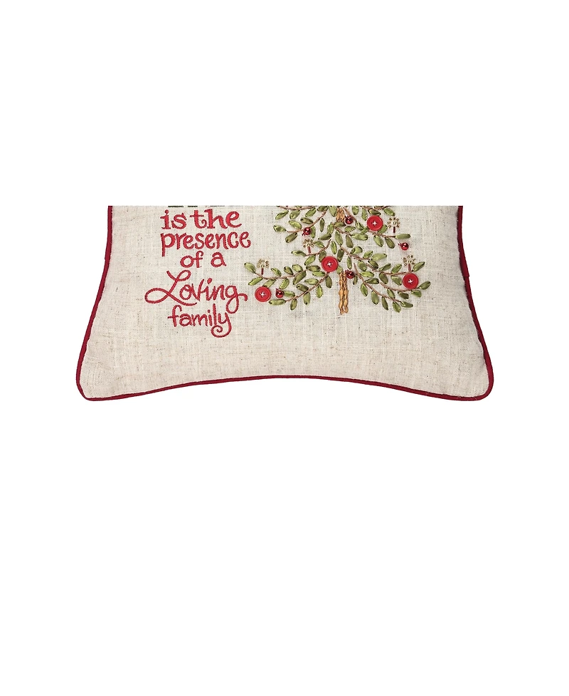 Merry Poinsettia Gift 16" x 16" Embroidered Throw Pillow
