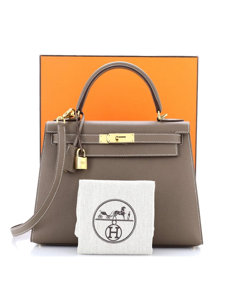 Pre-Owned HERMES Kelly 28 Handbag Epsom with Gold Hardware